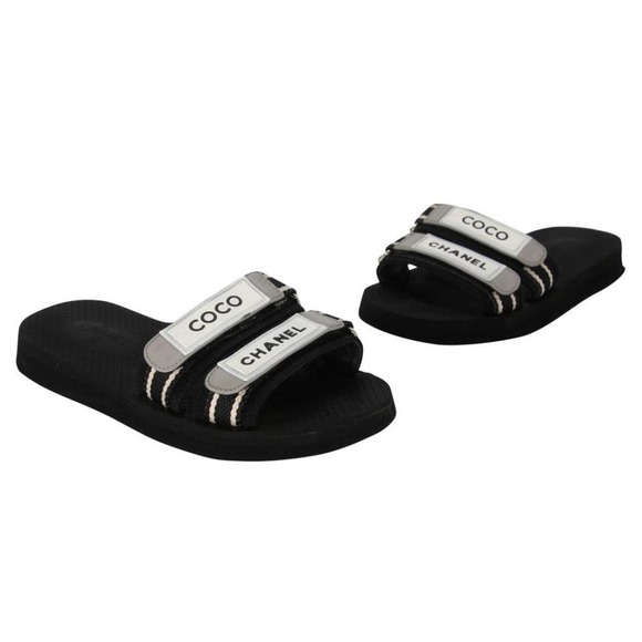 Chanel Slip On 35 Leather Slides Cc Dad Sandals CC-S0207P-C022 - Picture 2 of 11